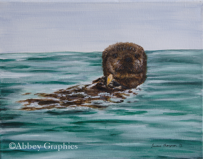 " Chillin' " - portrait of a Baby Sea Otter by Teresa Thompson