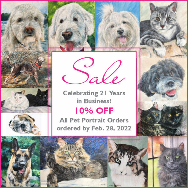 Pet portraits by Teresa Thompson offering 10% off through the month of February.  